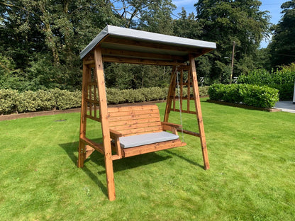 Dorset Garden Swing Seat by Charles Taylor - 2 Seats Grey Cushions