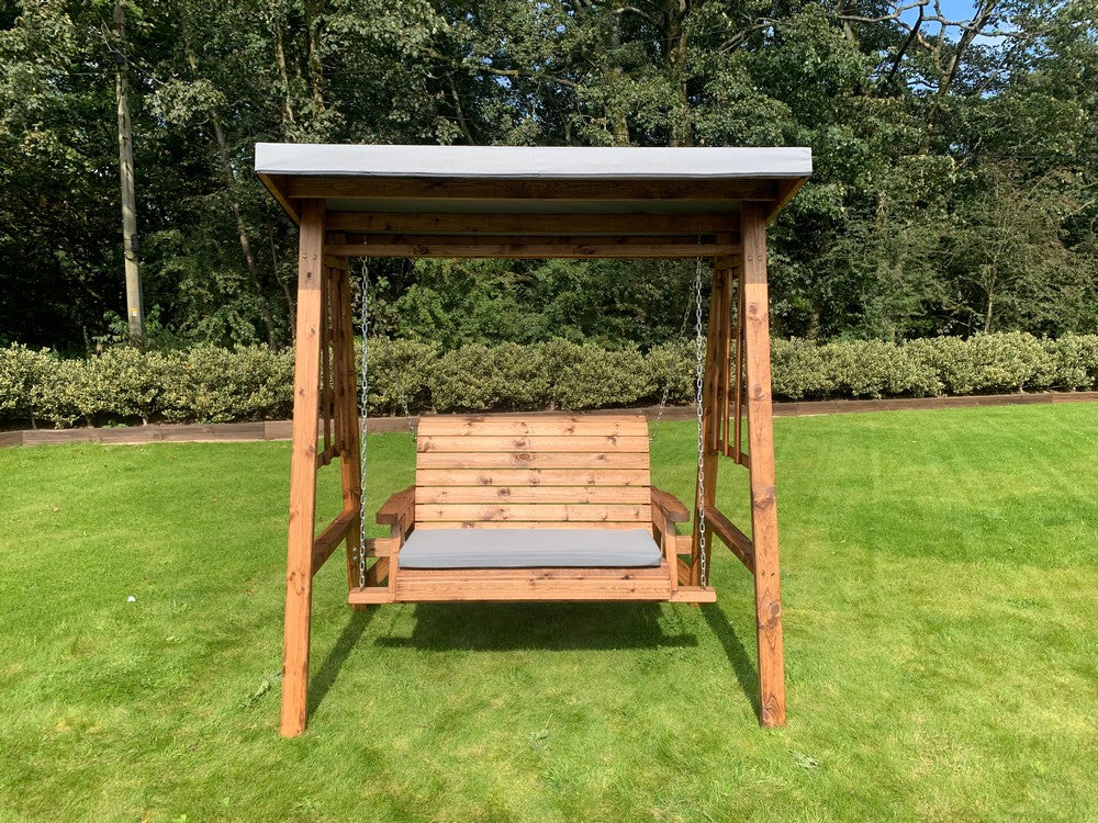 Dorset Garden Swing Seat by Charles Taylor - 2 Seats Grey Cushions