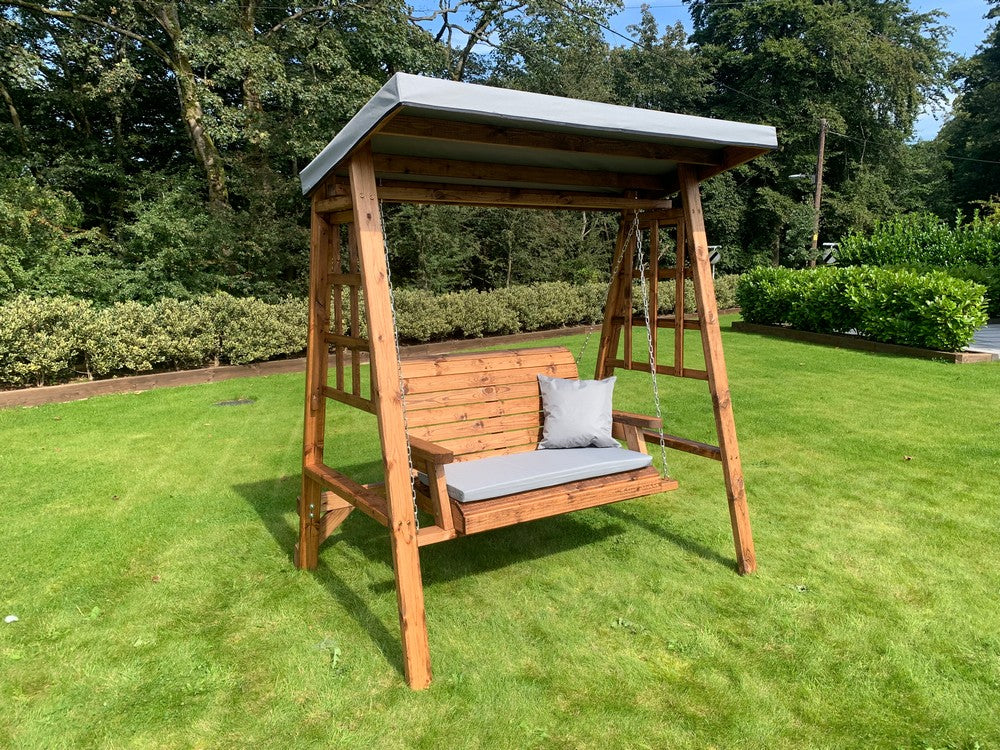 Dorset Garden Swing Seat by Charles Taylor - 2 Seats Grey Cushions