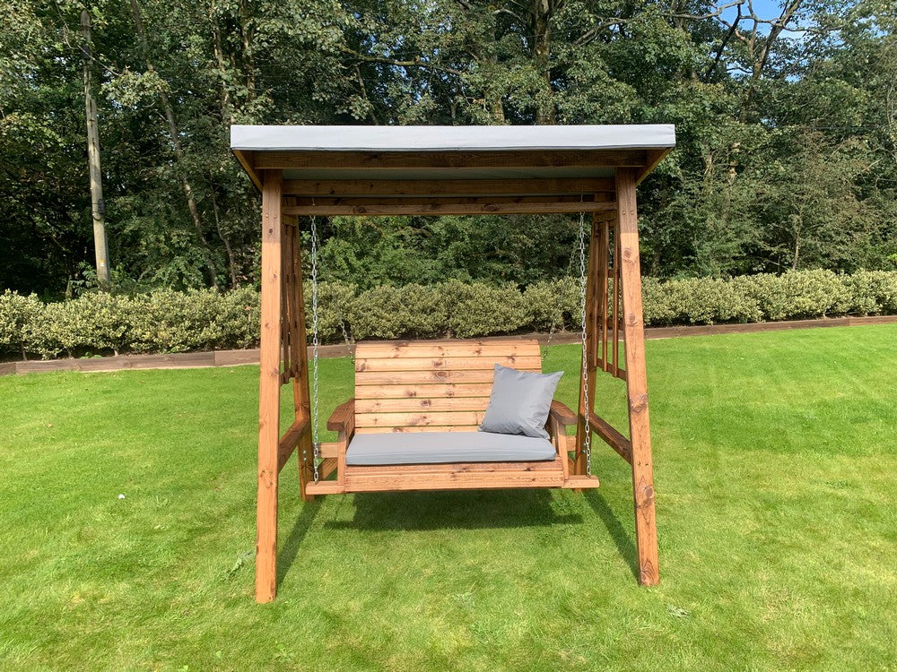 Dorset Garden Swing Seat by Charles Taylor - 2 Seats Grey Cushions