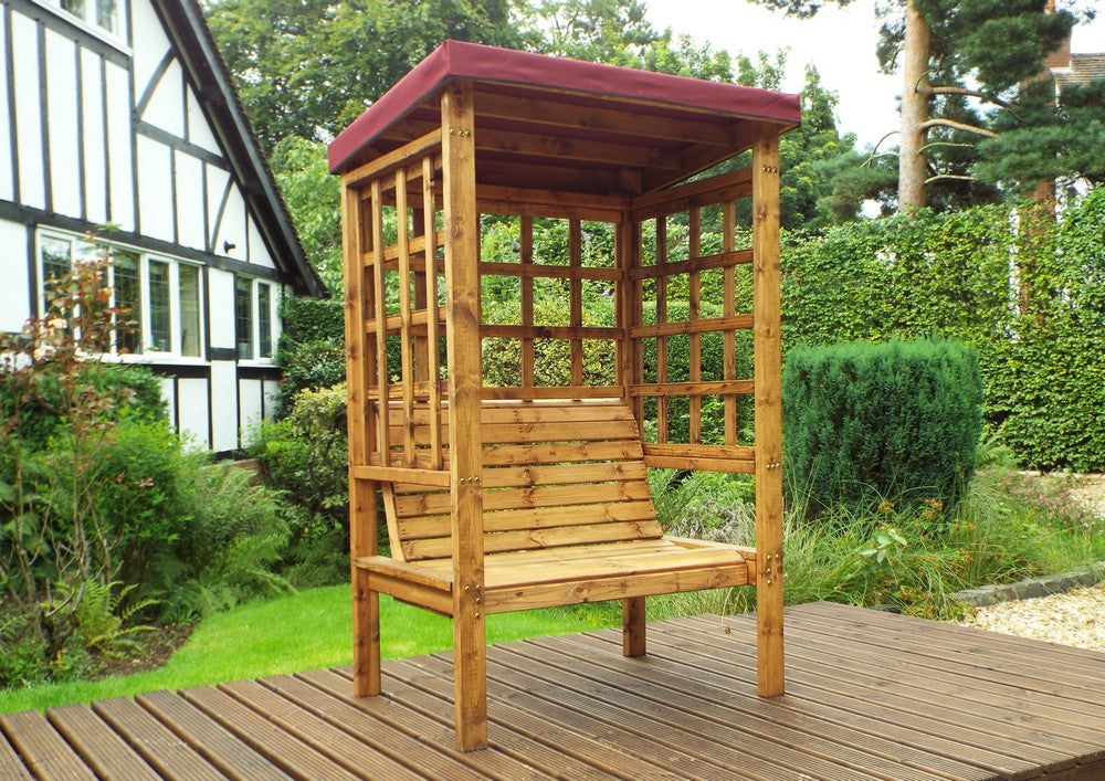 Bramham Garden Arbour by Charles Taylor - 2 Seats Burgundy Cushions