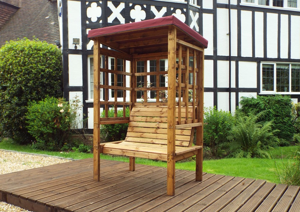 Bramham Garden Arbour by Charles Taylor - 2 Seats Burgundy Cushions