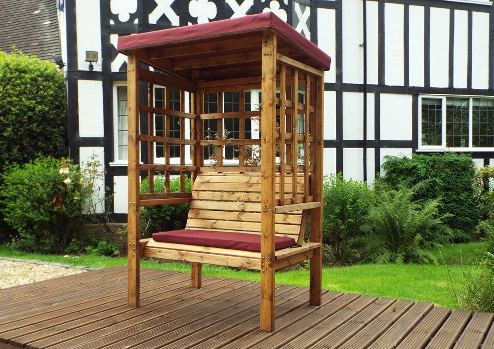 Bramham Garden Arbour by Charles Taylor - 2 Seats Burgundy Cushions