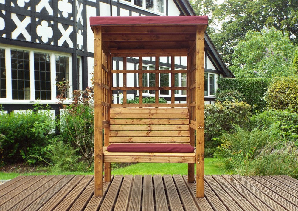 Bramham Garden Arbour by Charles Taylor - 2 Seats Burgundy Cushions