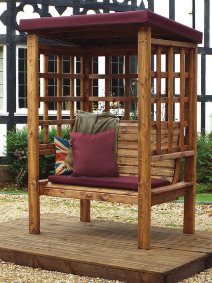 Bramham Garden Arbour by Charles Taylor - 2 Seats Burgundy Cushions