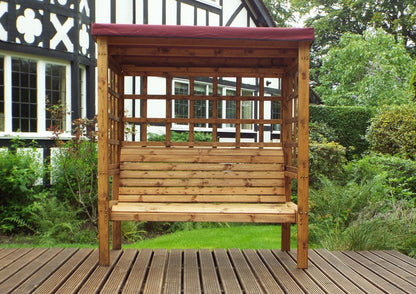 Bramham Garden Arbour by Charles Taylor - 3 Seats Burgundy Cushions