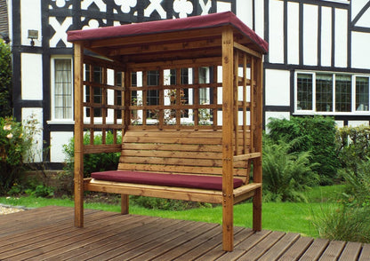 Bramham Garden Arbour by Charles Taylor - 3 Seats Burgundy Cushions