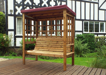Bramham Garden Arbour by Charles Taylor - 3 Seats Burgundy Cushions