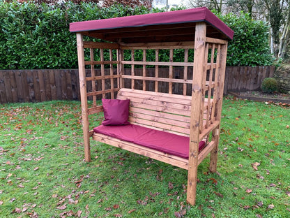 Bramham Garden Arbour by Charles Taylor - 3 Seats Burgundy Cushions