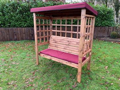 Bramham Garden Arbour by Charles Taylor - 3 Seats Burgundy Cushions