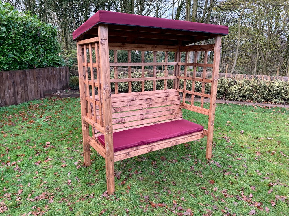 Bramham Garden Arbour by Charles Taylor - 3 Seats Burgundy Cushions