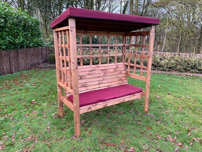 Bramham Garden Arbour by Charles Taylor - 3 Seats Burgundy Cushions