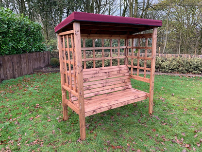 Bramham Garden Arbour by Charles Taylor - 3 Seats Burgundy Cushions