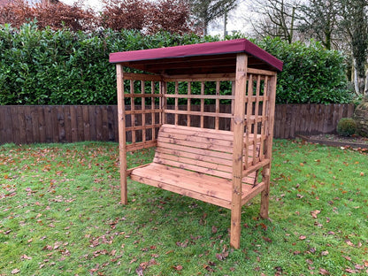 Bramham Garden Arbour by Charles Taylor - 3 Seats Burgundy Cushions