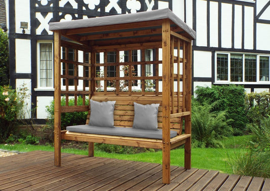 Bramham Garden Arbour by Charles Taylor - 3 Seats Grey Cushions