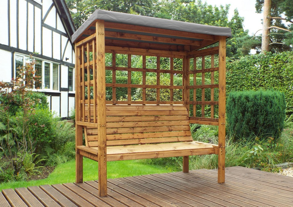 Bramham Garden Arbour by Charles Taylor - 3 Seats Grey Cushions