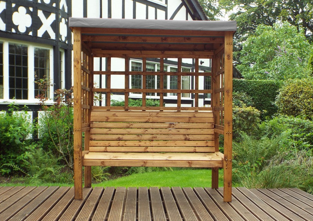 Bramham Garden Arbour by Charles Taylor - 3 Seats Grey Cushions