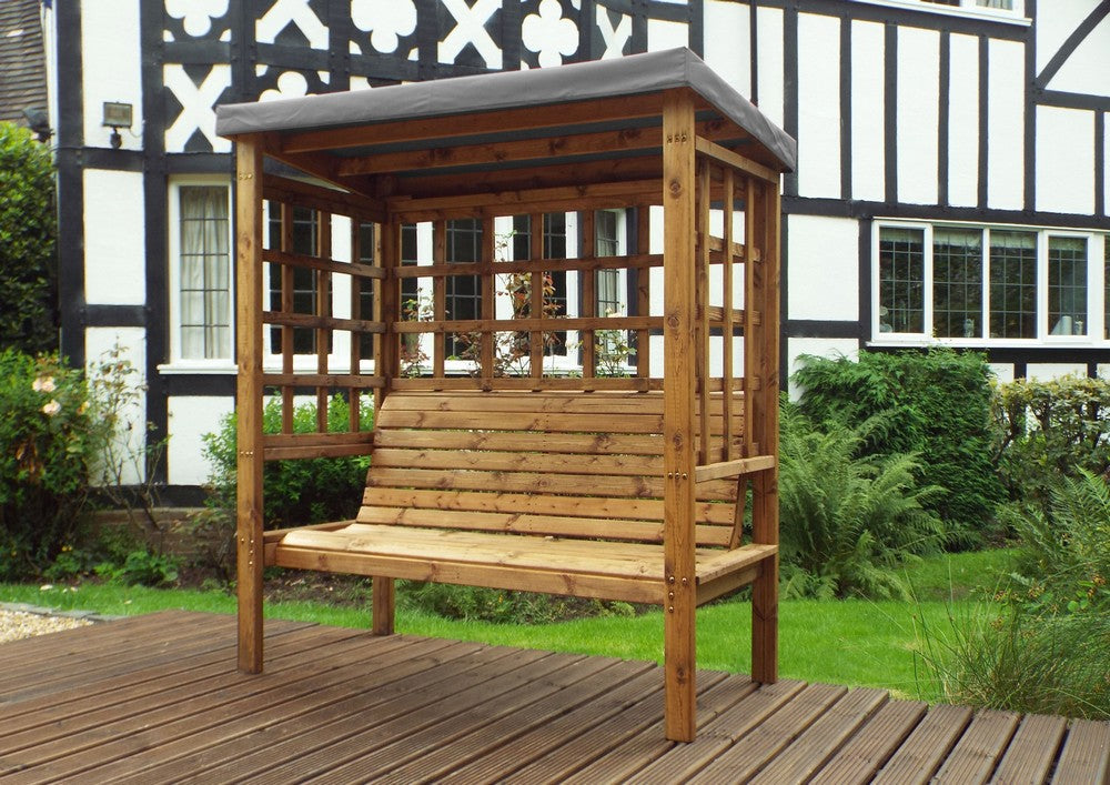 Bramham Garden Arbour by Charles Taylor - 3 Seats Grey Cushions