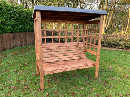 Bramham Garden Arbour by Charles Taylor - 3 Seats Grey Cushions