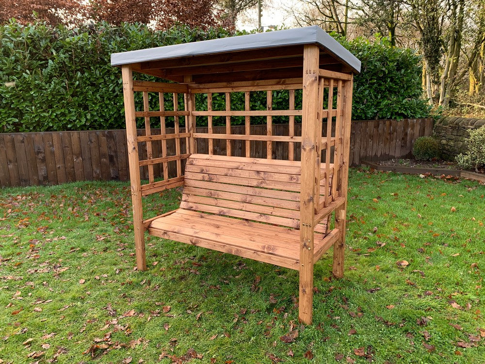 Bramham Garden Arbour by Charles Taylor - 3 Seats Grey Cushions