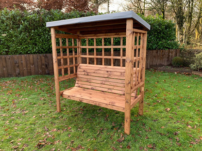 Bramham Garden Arbour by Charles Taylor - 3 Seats Grey Cushions