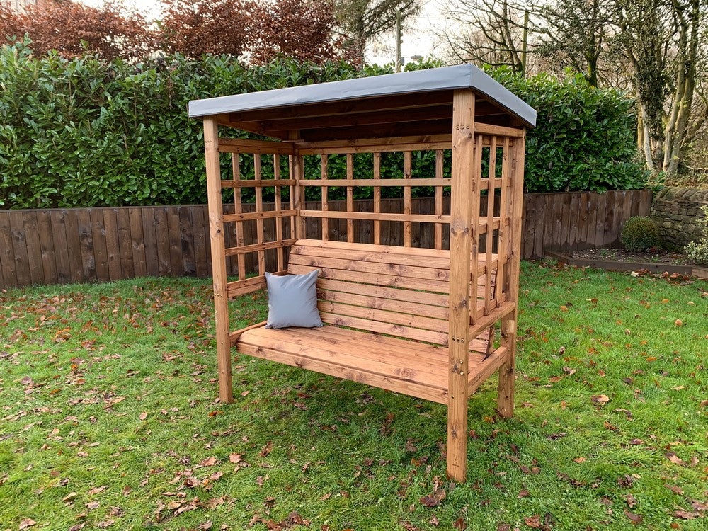 Bramham Garden Arbour by Charles Taylor - 3 Seats Grey Cushions