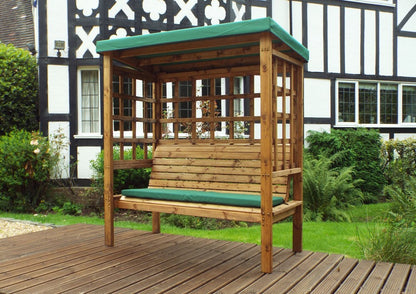 Bramham Garden Arbour by Charles Taylor - 3 Seats Green Cushions