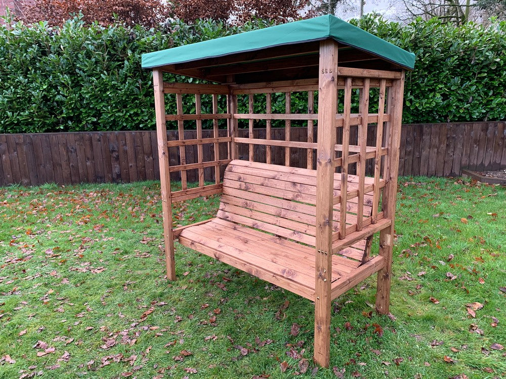 Bramham Garden Arbour by Charles Taylor - 3 Seats Green Cushions