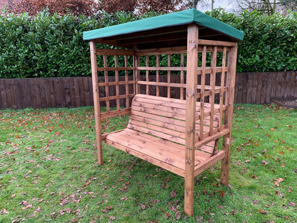 Bramham Garden Arbour by Charles Taylor - 3 Seats Green Cushions