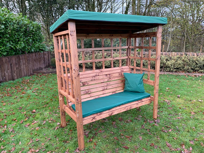 Bramham Garden Arbour by Charles Taylor - 3 Seats Green Cushions