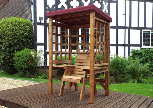 Wentworth Natural Garden Chair Arbour by Charles Taylor with Burgundy Cushions