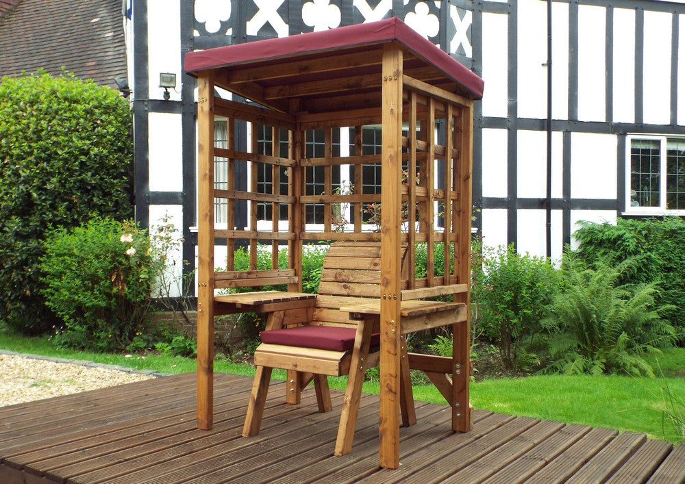 Wentworth Natural Garden Chair Arbour by Charles Taylor with Burgundy Cushions