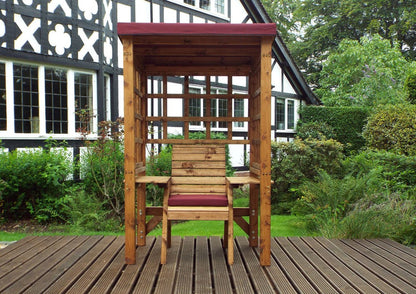 Wentworth Natural Garden Chair Arbour by Charles Taylor with Burgundy Cushions