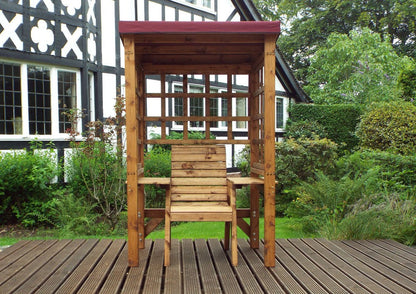 Wentworth Natural Garden Chair Arbour by Charles Taylor with Burgundy Cushions