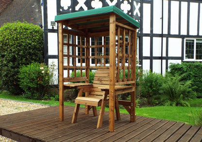 Wentworth Natural Garden Chair Arbour by Charles Taylor with Green Cushions