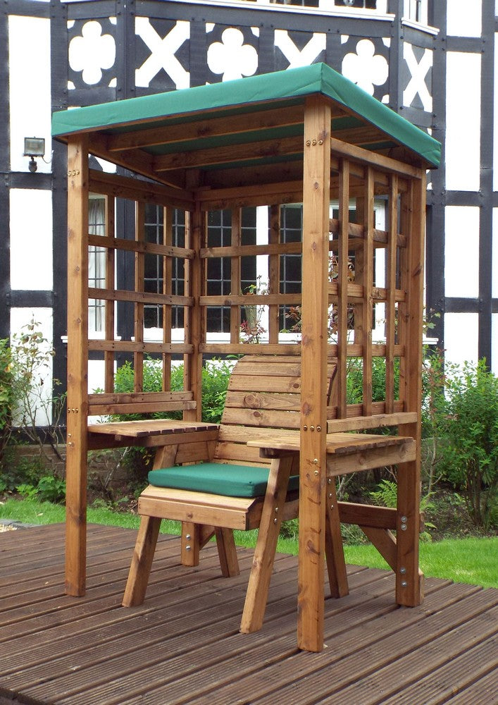 Wentworth Natural Garden Chair Arbour by Charles Taylor with Green Cushions