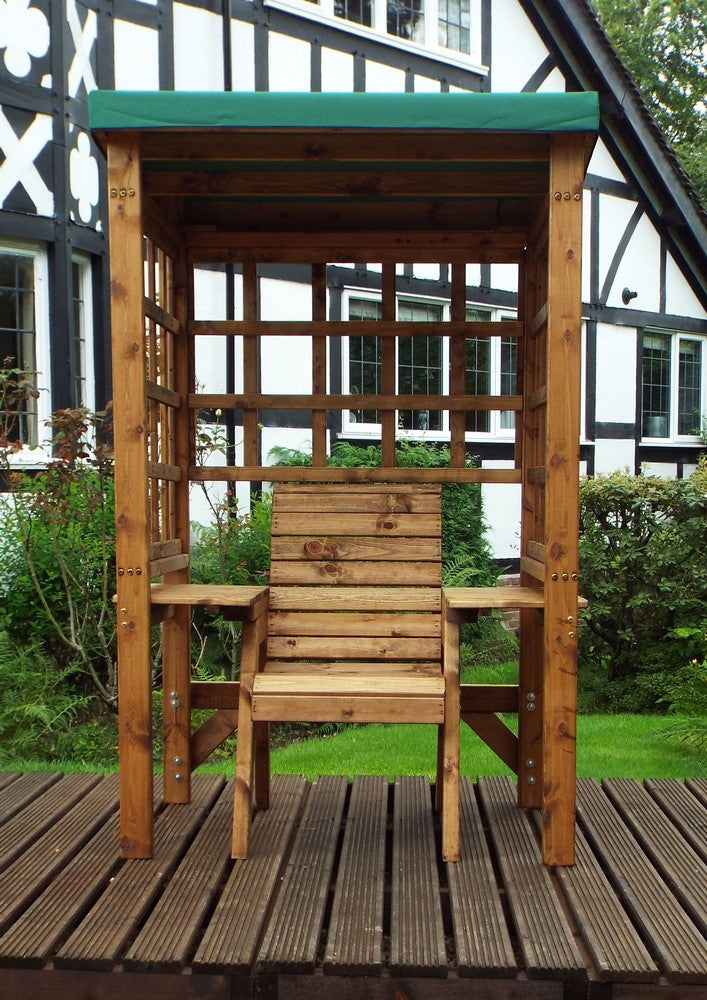 Wentworth Natural Garden Chair Arbour by Charles Taylor with Green Cushions