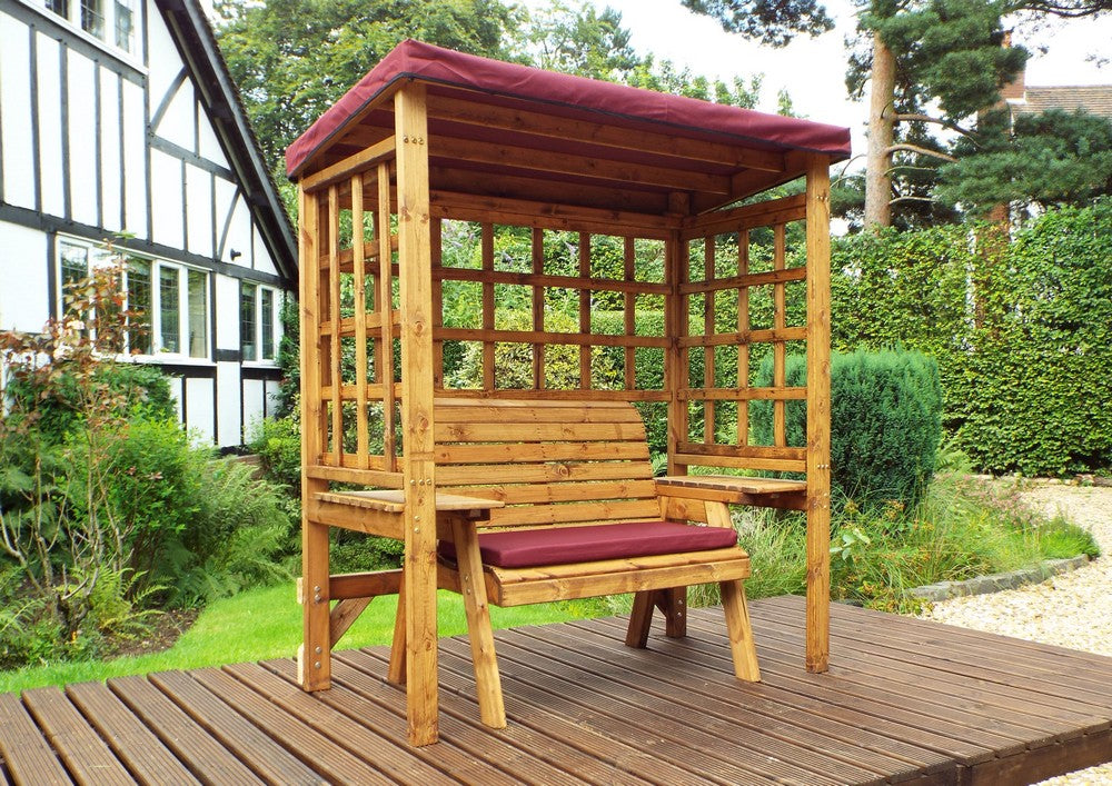 Wentworth Garden Arbour by Charles Taylor - 2 Seats Burgundy Cushions