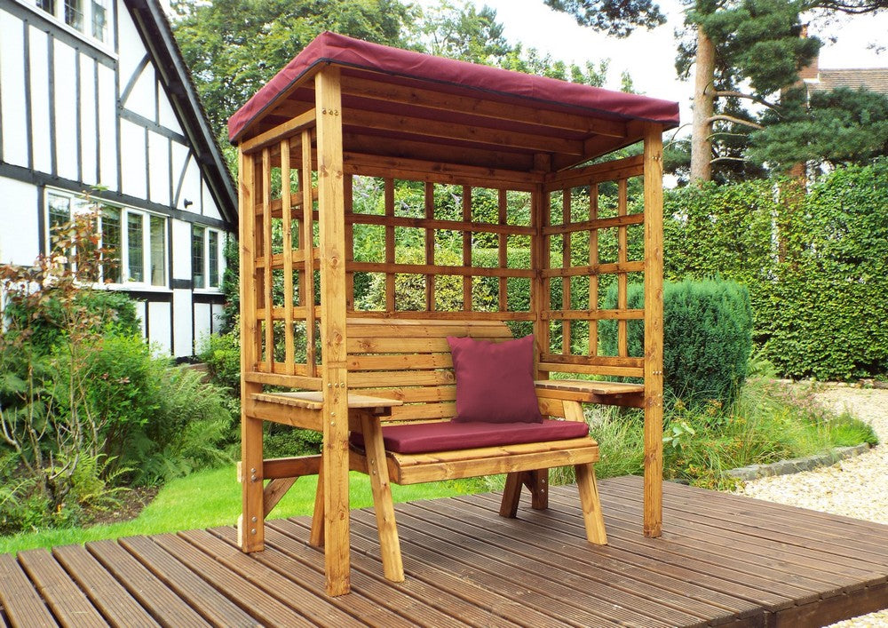 Wentworth Garden Arbour by Charles Taylor - 2 Seats Burgundy Cushions