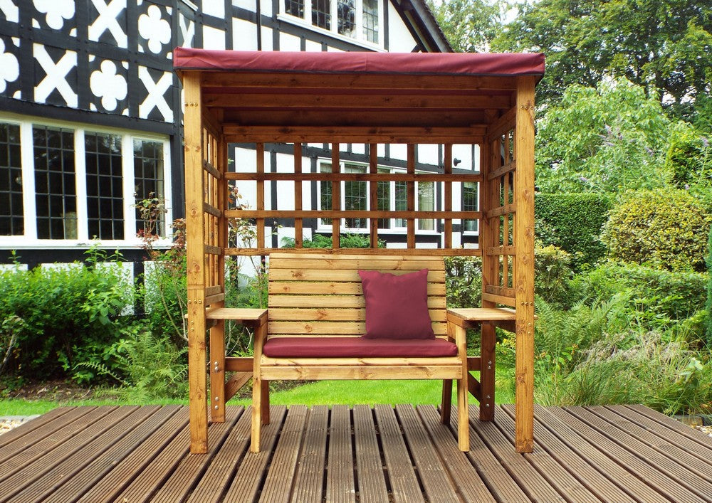 Wentworth Garden Arbour by Charles Taylor - 2 Seats Burgundy Cushions