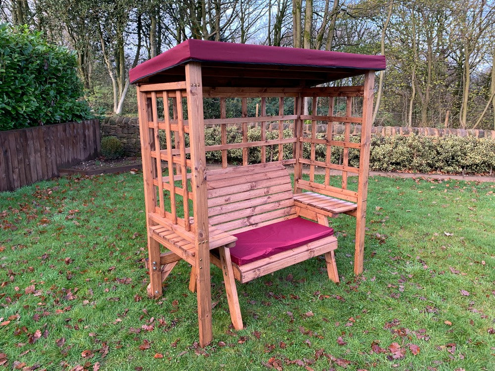 Wentworth Garden Arbour by Charles Taylor - 2 Seats Burgundy Cushions