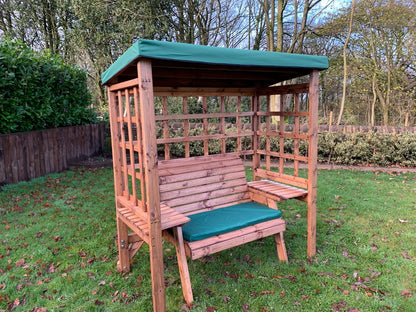 Wentworth Garden Arbour by Charles Taylor - 2 Seats Green Cushions