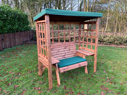Wentworth Garden Arbour by Charles Taylor - 2 Seats Green Cushions