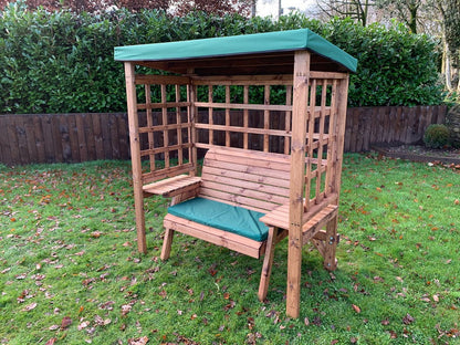 Wentworth Garden Arbour by Charles Taylor - 2 Seats Green Cushions