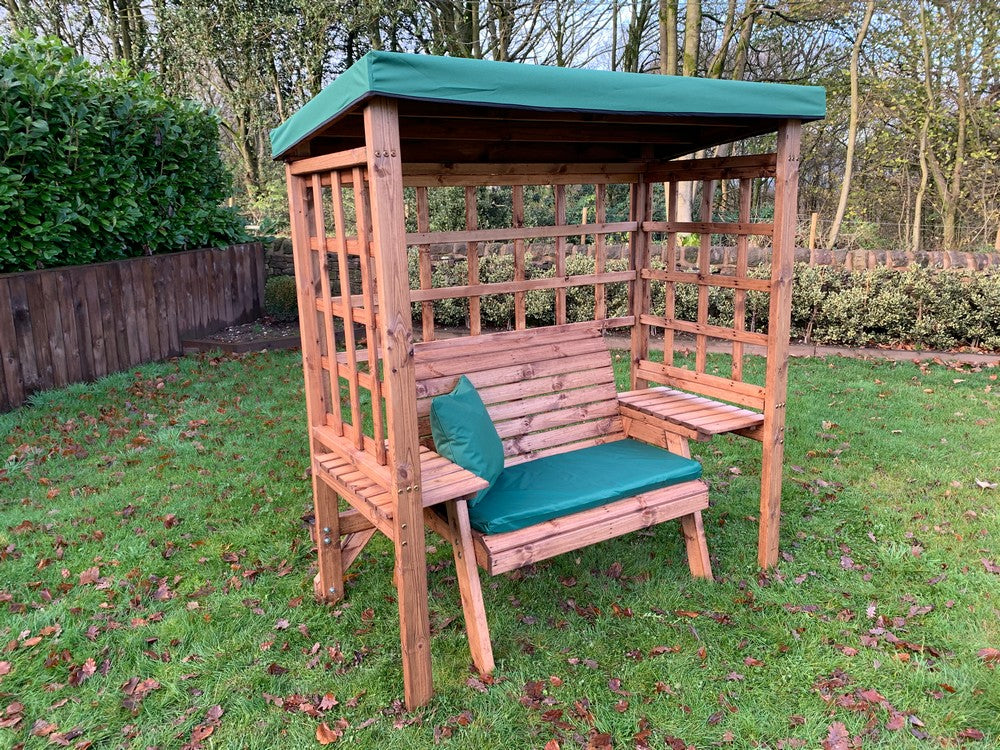 Wentworth Garden Arbour by Charles Taylor - 2 Seats Green Cushions