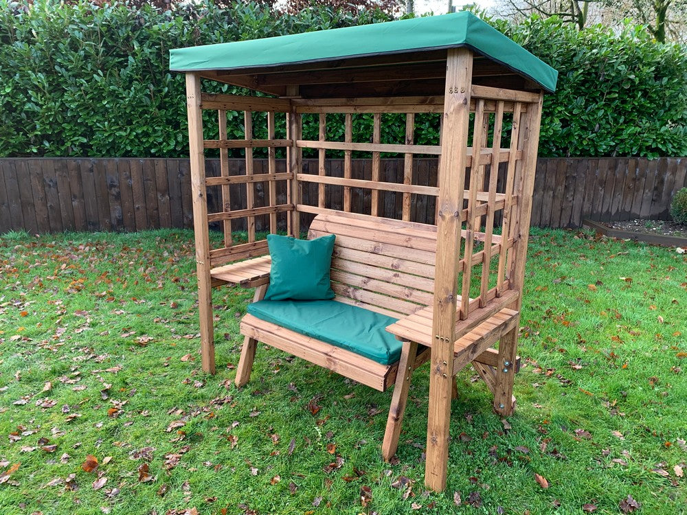 Wentworth Garden Arbour by Charles Taylor - 2 Seats Green Cushions