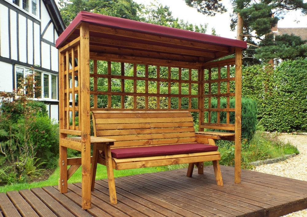 Wentworth Garden Arbour by Charles Taylor - 3 Seats Burgundy Cushions