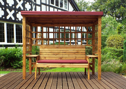 Wentworth Garden Arbour by Charles Taylor - 3 Seats Burgundy Cushions