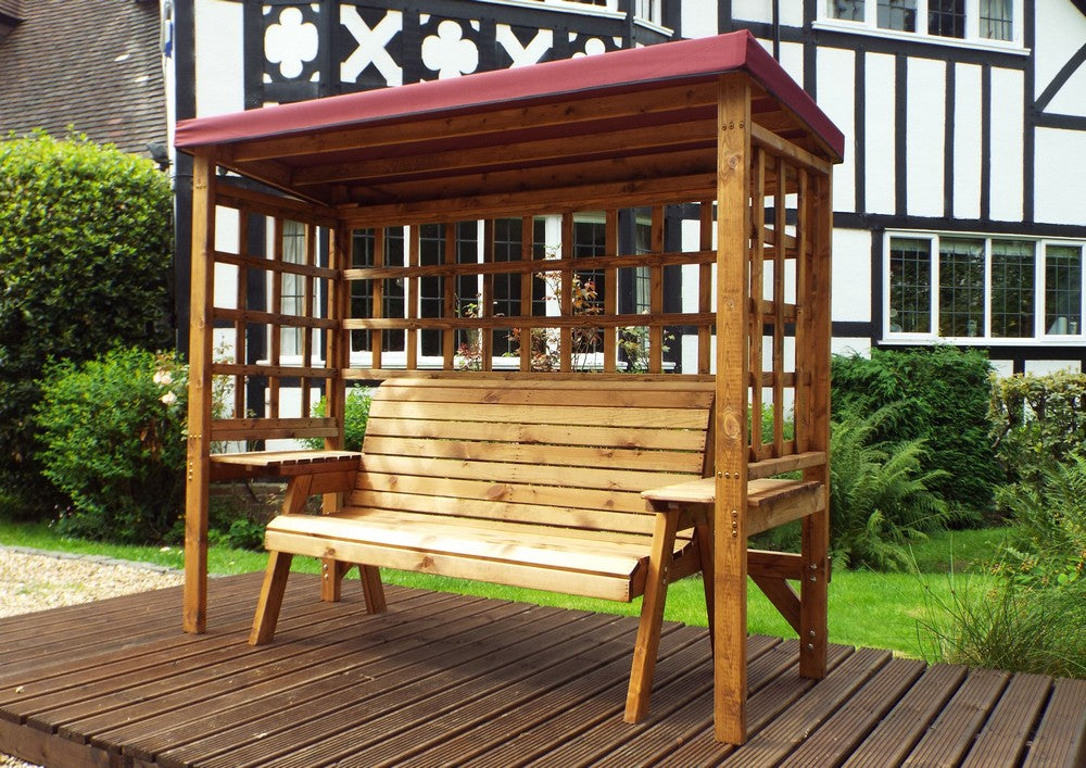 Wentworth Garden Arbour by Charles Taylor - 3 Seats Burgundy Cushions