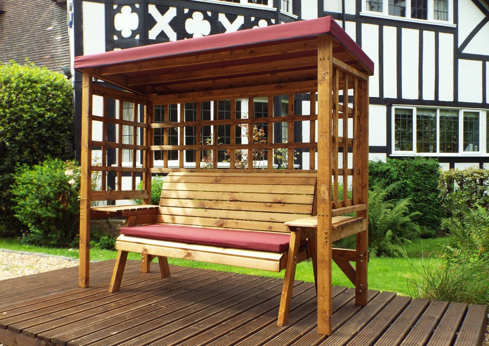 Wentworth Garden Arbour by Charles Taylor - 3 Seats Burgundy Cushions